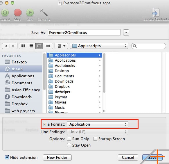 applescript save as application Applescript save as application