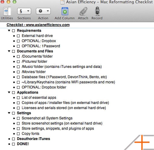 Checklist Template Mac checklist reformat mac