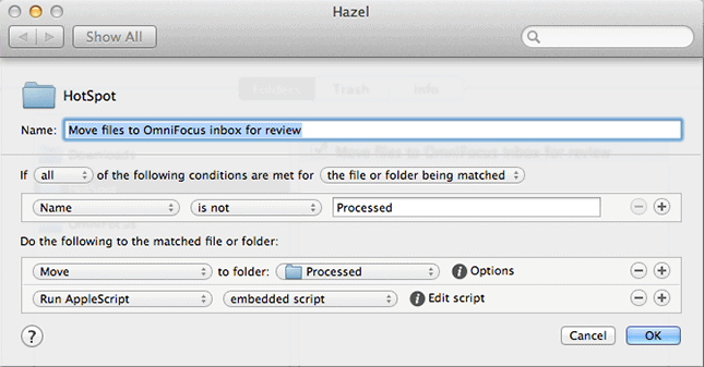 The simple Hazel rule for getting stuff in your OmniFocus inbox.