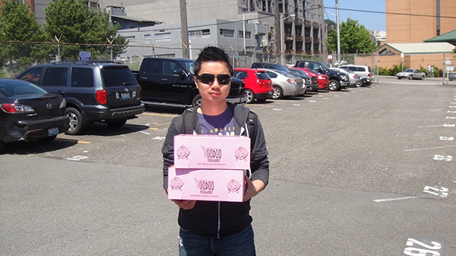 We brought some Voodoo Donuts as a surprise. We had 5 boxes full with all types of donuts!