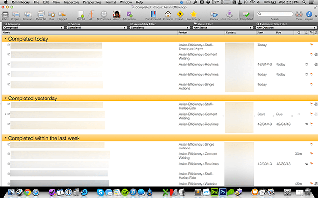 What the Completed view looks like on the desktop.