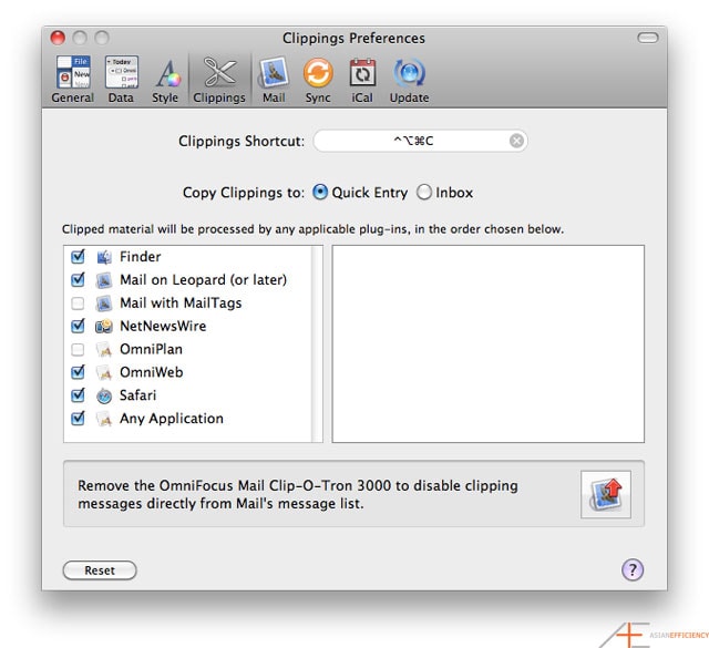 OmniFocus Preferences: Clipping