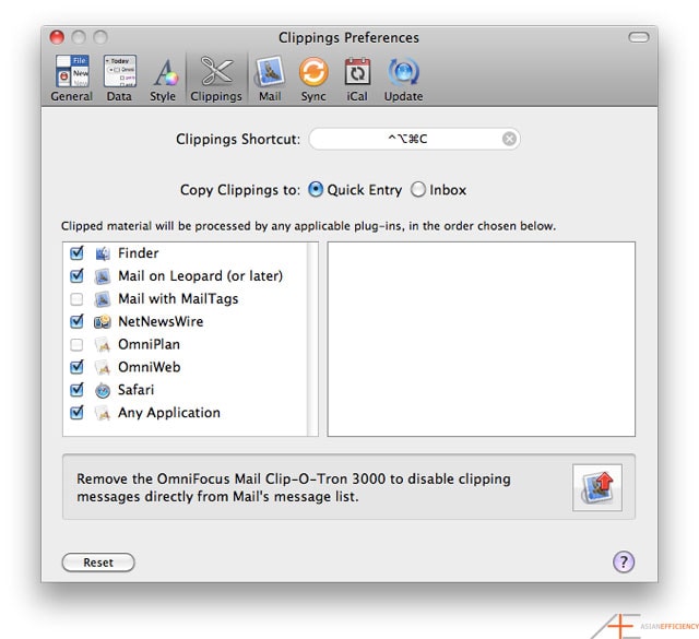 OmniFocus Preferences: Clipping OmniFocus Preferences: Clipping