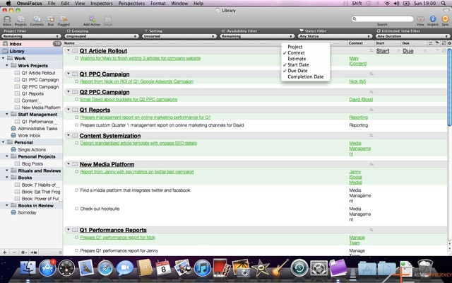 OmniFocus Set Project Columns OmniFocus Set Project Columns