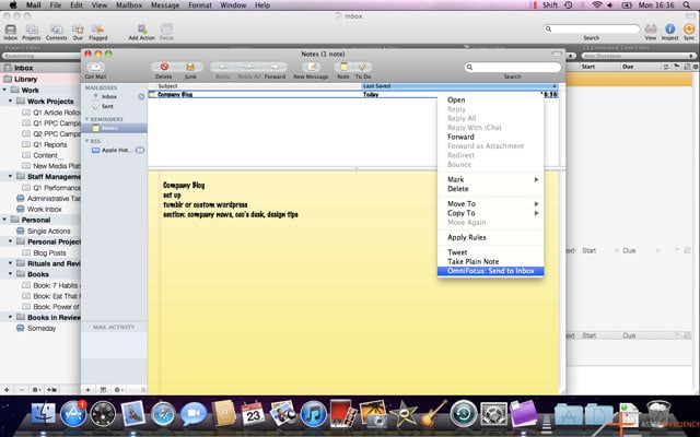 OmniFocus and Apple Mail Send to Inbox