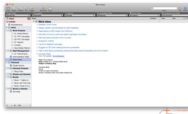 OmniFocus: Tom's Work Inbox