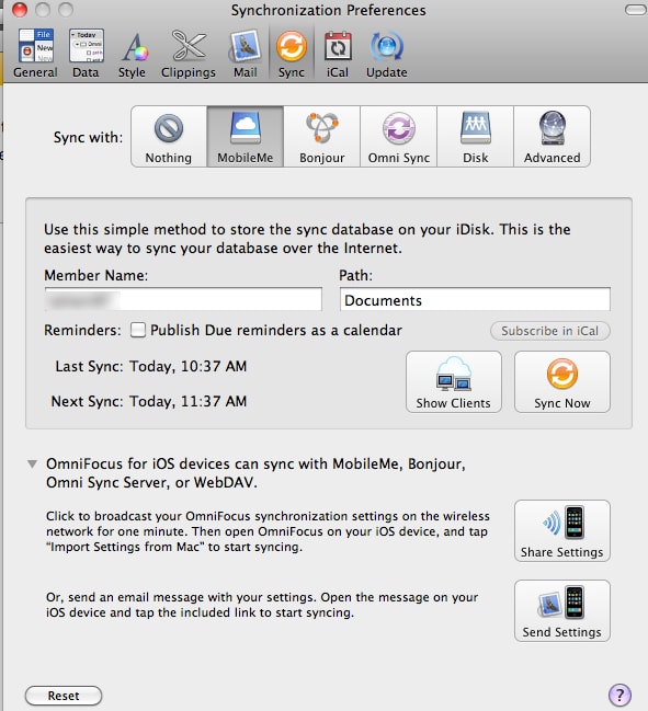 Omnifocus sync preferences