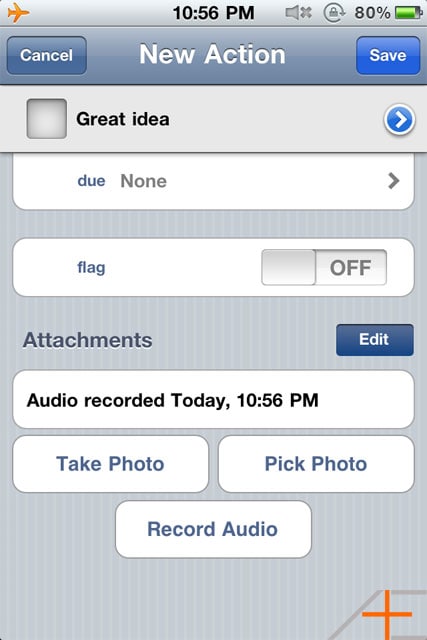 OmniFocus Workflow: Tom Jenkins' iPhone Audio Note Recorded