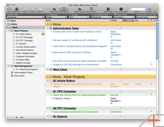 OmniFocus Workflow: Tom Jenkins' Work Planning View