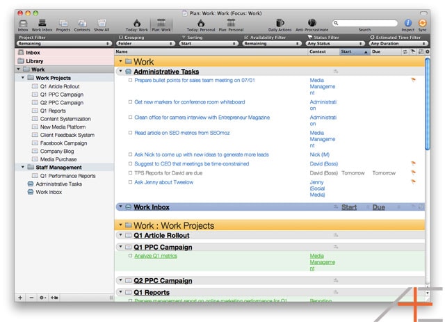 OmniFocus Workflow: Tom Jenkins' Work Planning for Tomorrow View