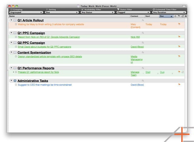 OmniFocus Workflow: Tom Jenkins' Work Today View