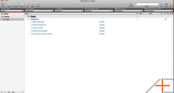 Omnifocus Daily perspective. Omnifocus Daily perspective.