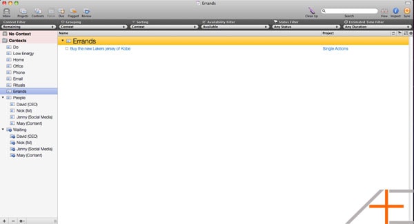 Omnifocus Errands perspective. Omnifocus Errands perspective.