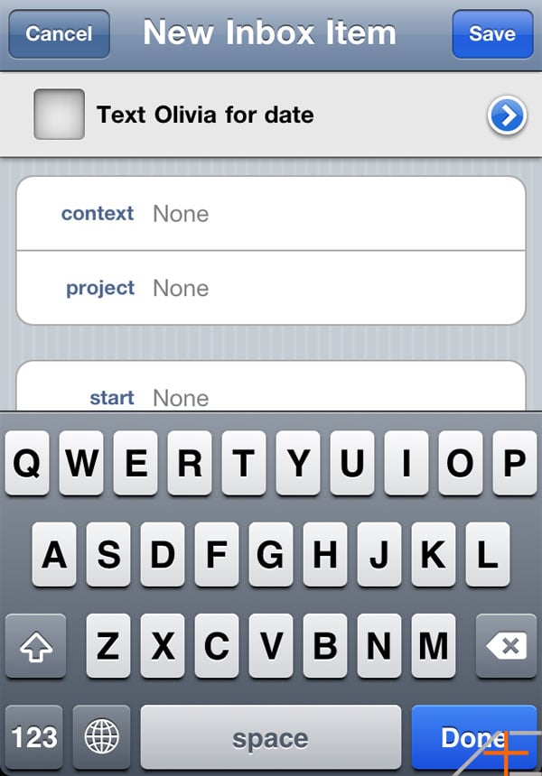 Omnifocus iPhone quick entry