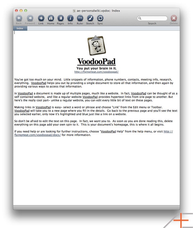 Default VoodooPad View