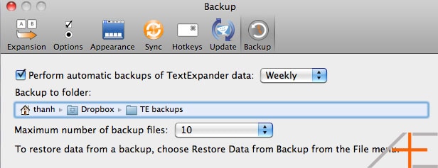 textexpander backups