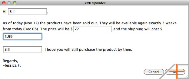 textexpander fill-in popup