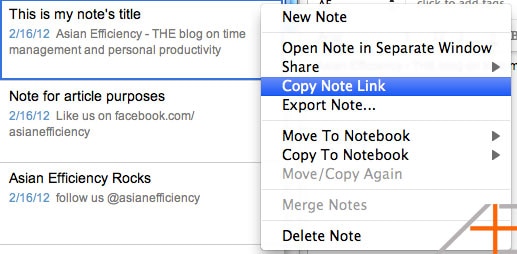 Copy Note Link in Evernote