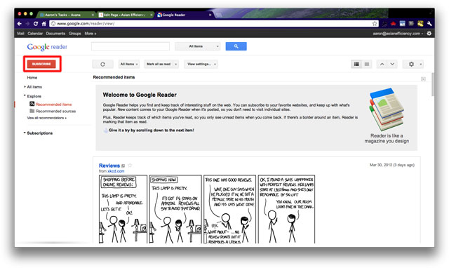 Google Reader Subscribe