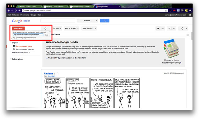 Google Reader Add Asian Efficiency