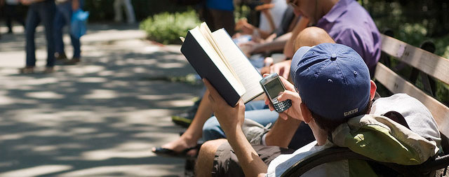 Emailing in the park