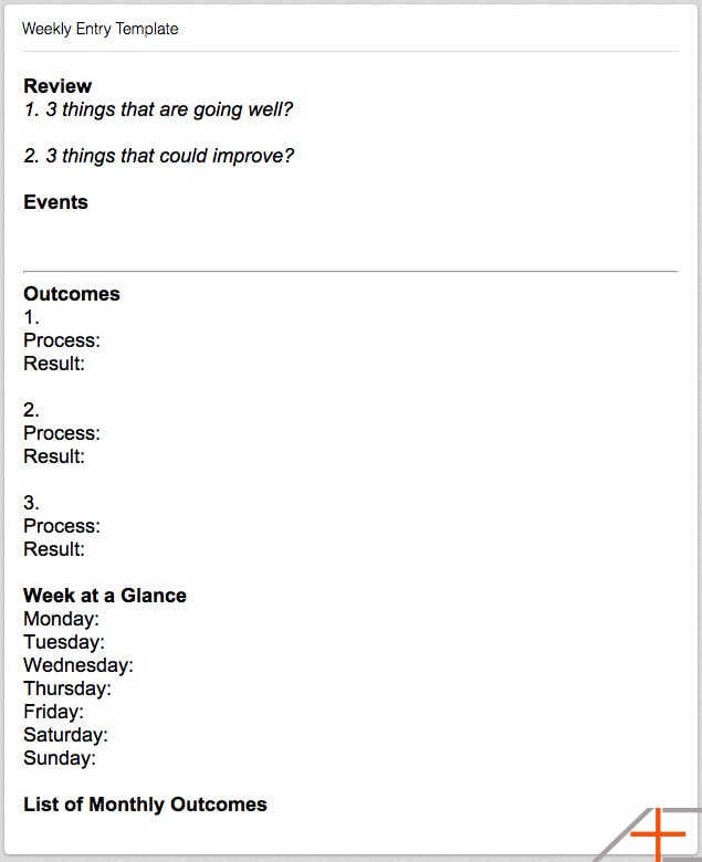 Weekly Entry Template
