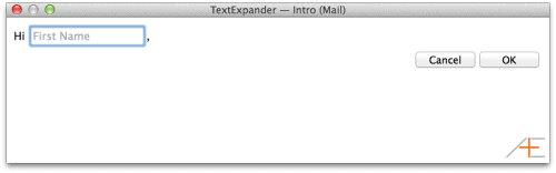 TextExpander Single-line FIll-In Example