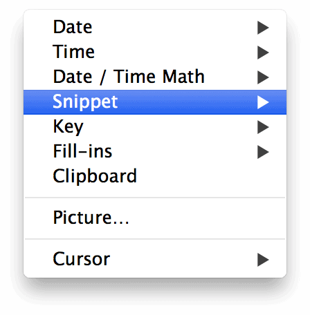 TextExpander Snippet Selection