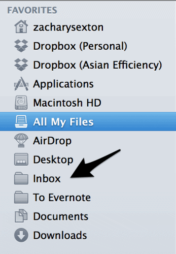 Inbox in Finder