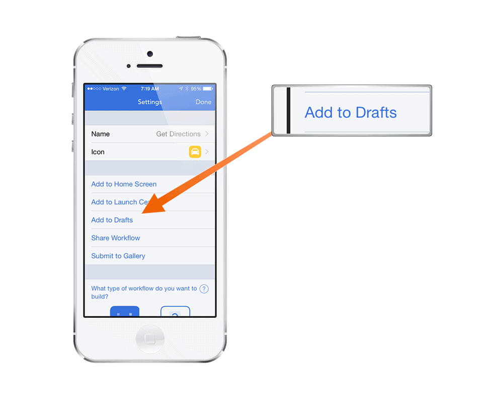 Add workflow to Drafts