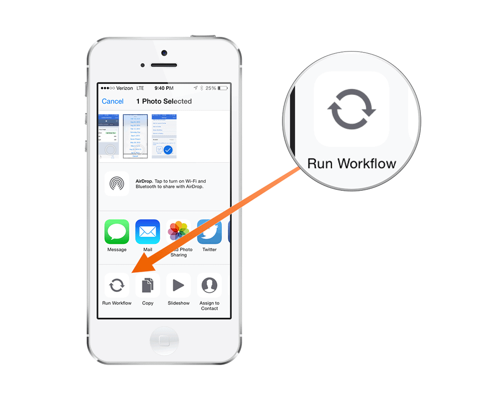 Run Workflow from Share Sheet