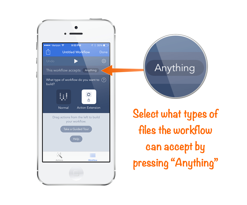 Select what workflow accepts