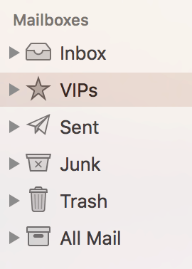 Apple Mail sidebar