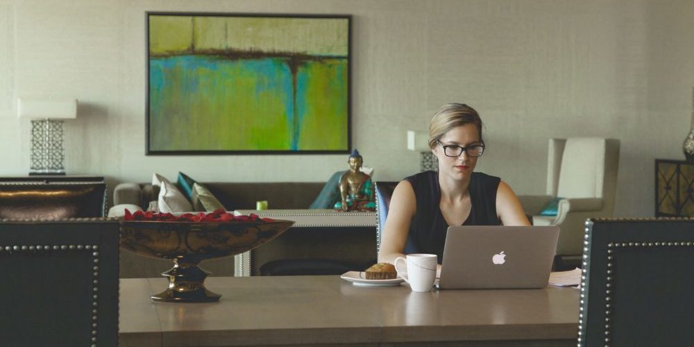 woman working on desk