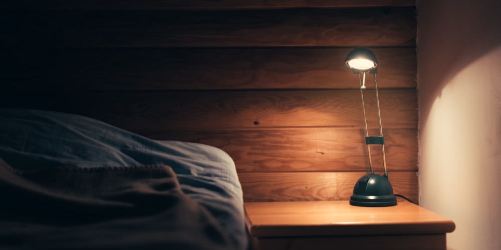 Bedroom lamp on a night table