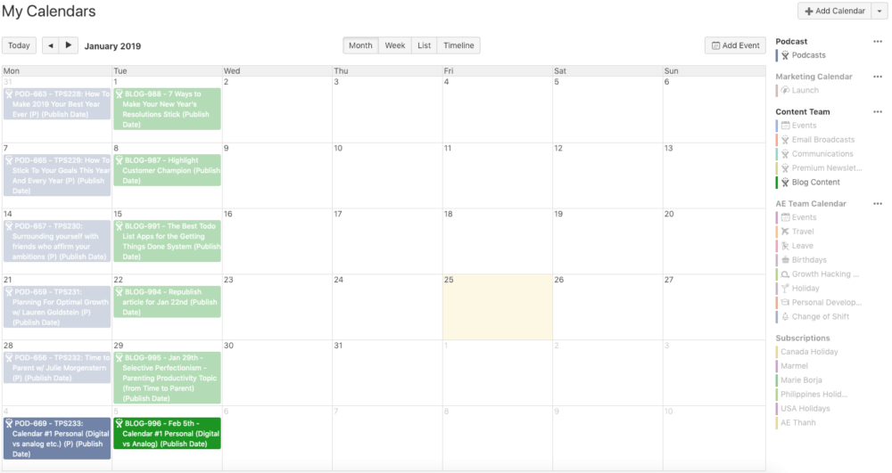 CF Podcast and Blog Calendar