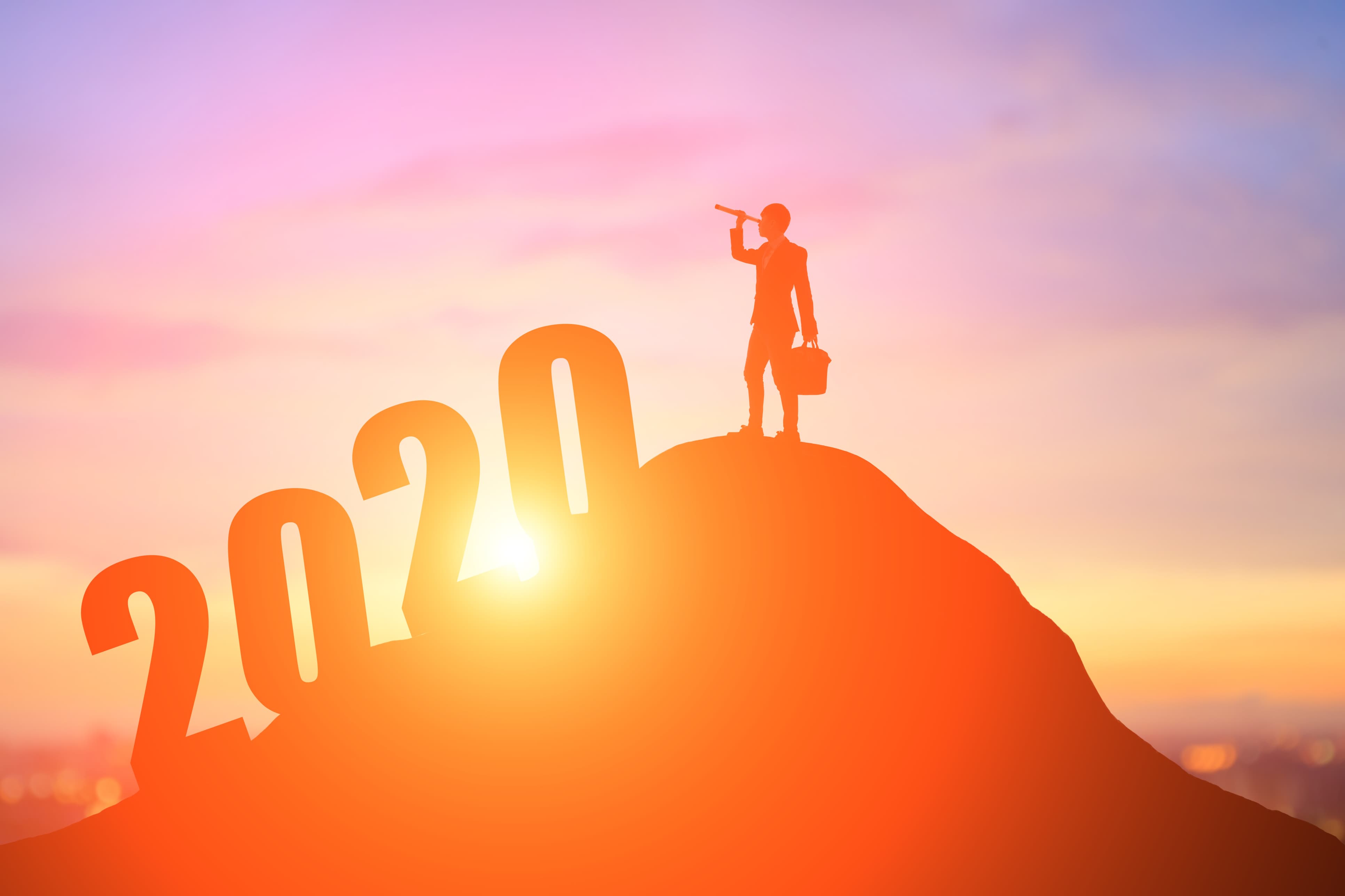silhouette businessman with 2020