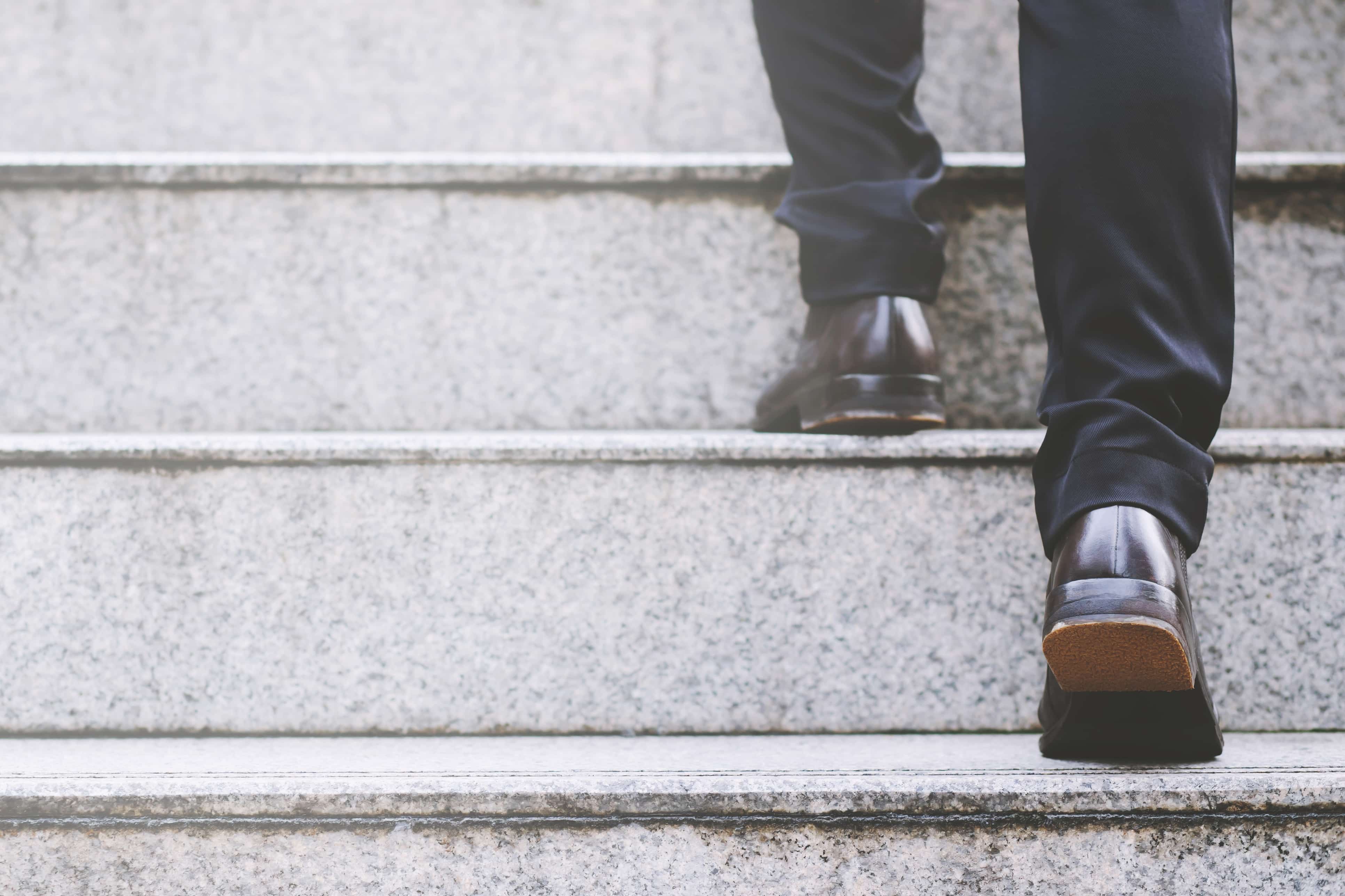 man walking the stairs