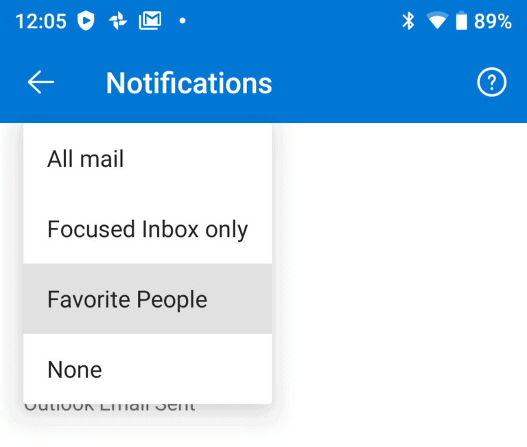 Outlook Mobile Favorite People