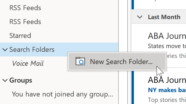 Outlook Search Folder